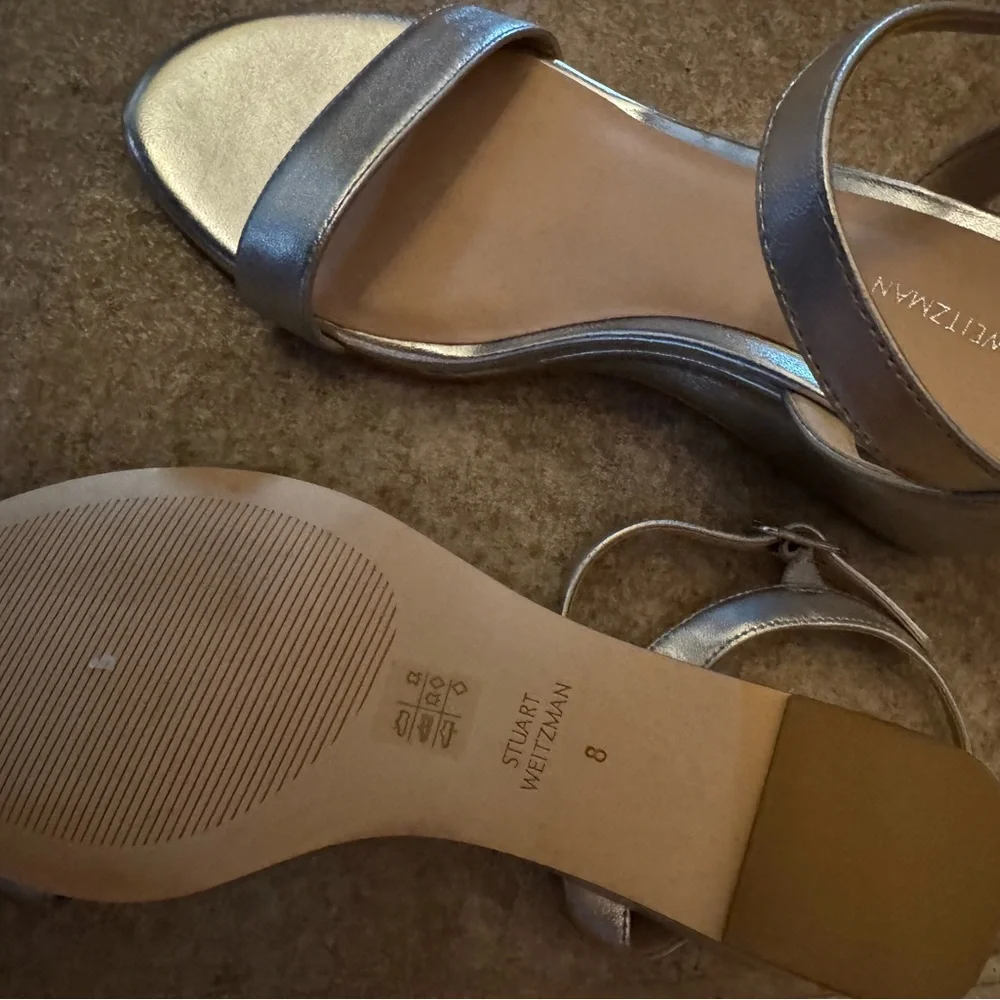 Stuart Weitzman Metallic Silver Sandals - Picture 3 of 4